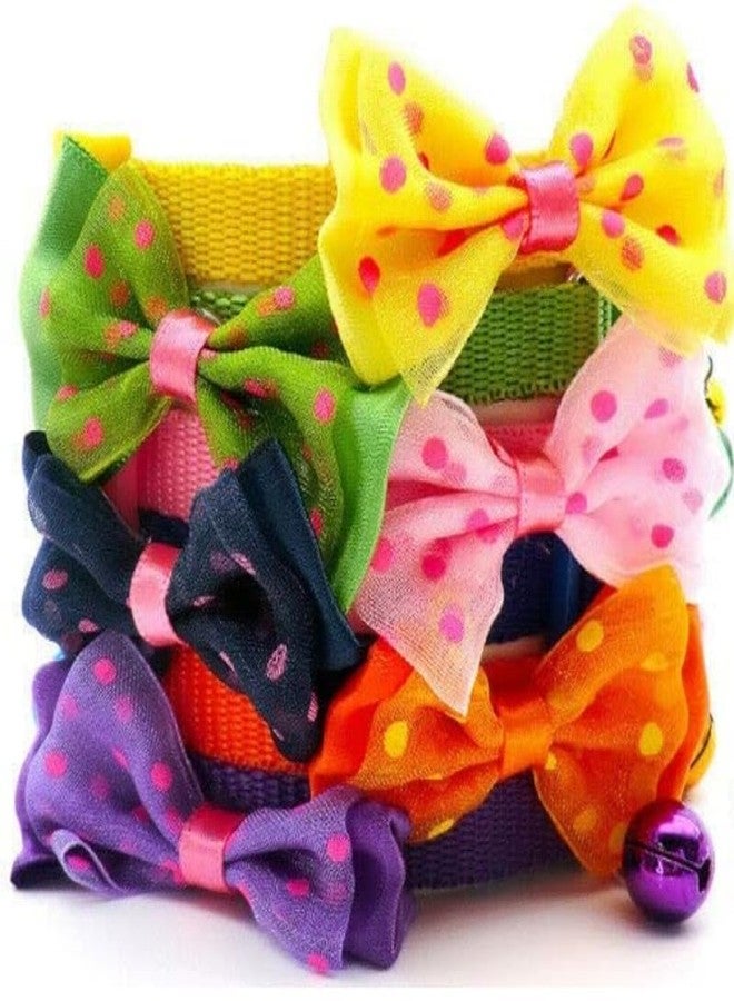 KittuPet Pack of 12 pcs Collar 6 Bow tie and 6 CPS Reflective Collar for Your Kitten Pupies Dog Size 10 MM Random Color - Image 5